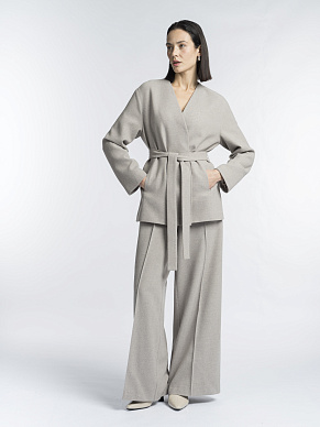 Жакет из шерстяной ткани с поясом