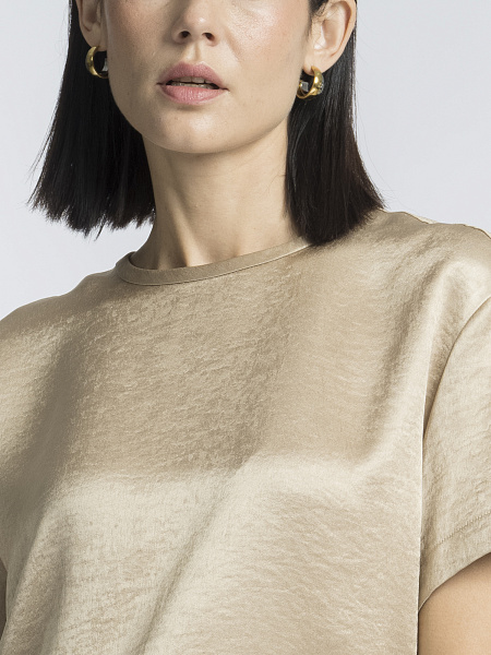 Бежево-золотая блуза с коротким рукавом