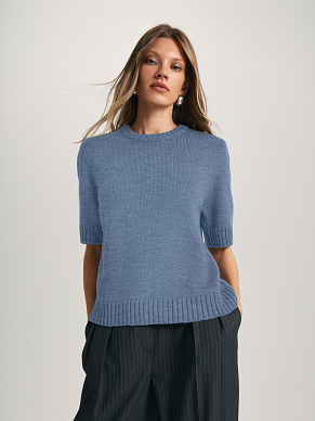 Вязаный джемпер с коротким рукавом из шерсти мериноса