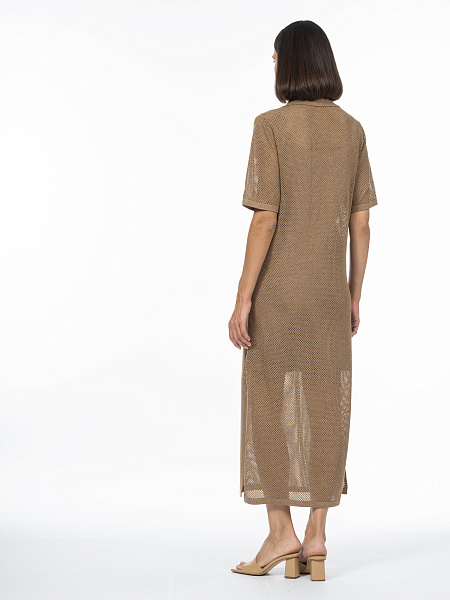 Платье-поло, связанное сеткой