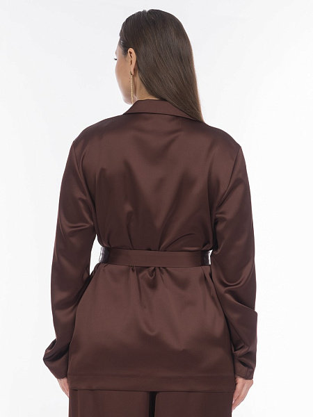 Атласная блуза на запах с длинным рукавом