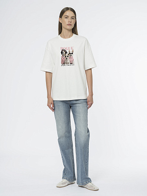 Футболка из мерсеризованного хлопка с дизайнерским принтом