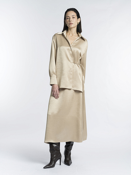 Бежево-золотая юбка А-силуэта