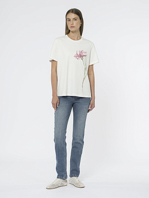 Футболка с крупным цветком из мерсеризованного хлопка